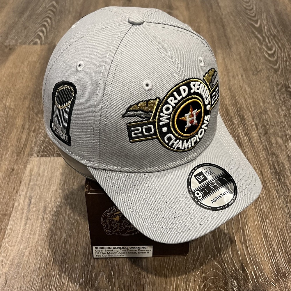 New Era Houston Astros Snapback Hat‎ Gray Black 2022 World Series Champ 49Forty